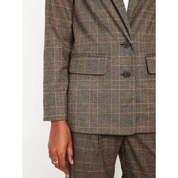 Old Navy Relaxed Blazer Jacket Brown Plaid Classic Womens Plus Size 2X New NWT - Picture 7 of 17